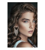 Kadın Kalp Saçaklı Sallantılı Zirkon Taşlı Gümüş Model Abiye Elbise Düğün Gelin Kına Söz Parti Küpe