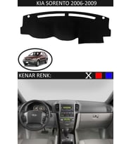 Kia Sorento 2006-2009 Için Uygun Torpido Koruma Halısı Siyah Kenar Renk Siyah