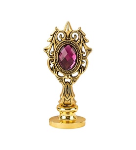 Kraliyet Bordo Taşlı Döküm Metal Mum Mühürü Sapı Antik Gold 