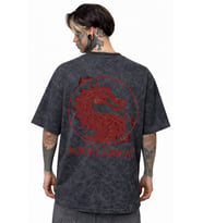Mortal Kombat Anime Sırt Baskılı Unisex Oversize Eskitme Yıkamalı Tişört