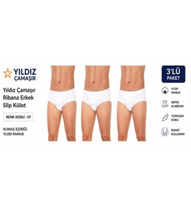 Yıldız Çamaşır Erkek Ribana Slip Külot (07)- 3 Adet