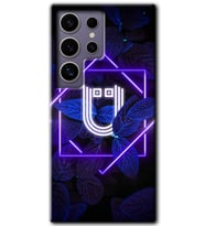 Galaxy S24 Ultra Kılıf HD Desen Baskılı Kılıf - Dark Neon Yaprak Ü Harfi