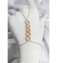Pirinç Gold Renk Zirkon Taşlı Sıralı Halka Model Kadın Şahmeran 5886 - GLST2767-1195