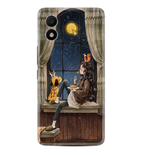 TCL 303 Kılıf Resimli Desenli Baskılı Silikon Dog And Girl 1358
