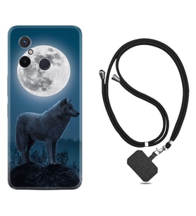 Xiaomi Redmi 12C Kılıf Resimli Boyun Askılı İpli Desenli Silikon Series Moon Wolf 1820
