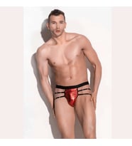 Fantezi Erkek Aşk Kırmızısı  Metalli Tanga – String