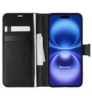 Microsonic Apple iPhone 16 Plus Kılıf Delux Leather Wallet Siyah (Siyah)