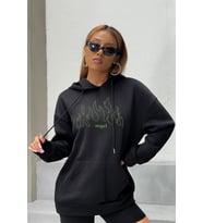 Unisex Green Angel Fire Sweatshirt (Siyah)