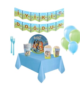 Bluey Temalı Doğum Günü Süsleri Bluey Bingo Doğum Günü Partisi Komple Set Balonlu-