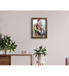 BK Home Sultan II Abdülhamid Han Tasarımlı Doğal Masif Ahşap Çerçeveli Tablo 45x65cm-6