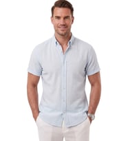 DeepSEA Erkek Slim Fit Likralı Jakar Dokulu Haki Kısa Kol Gömlek – Esnek Nakış Armalı 2604356