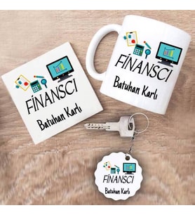 Finanscı Kupa Bardak Altlık ve Anahtarlık Hediye Seti (Model 1)