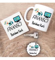 Finanscı Kupa Bardak Altlık ve Anahtarlık Hediye Seti (Model 1)