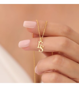 Vaoov 925 Ayar Gümüş İki Harfli Minimal Kolye (Gold)