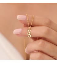Vaoov 925 Ayar Gümüş İki Harfli Minimal Kolye (Gold)