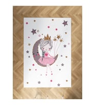 MEKTA HOME BEBEK VE ÇOCUK ODASI Ayda Oturan Prenses Kız Desenli Halı