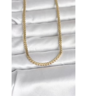 CM 14K Gold Renk Yassı Ezme Zincir Model 60 cm Kadın Kolye - TJ-BKO10996
