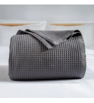 - %100 Pamuk Pike Yatak Örtüsü Waffle Dokuma - Tek Kişilik ve Çift Kişilik 4 Mevsim Dekoratif Hafif Yumuşak Pikeler (Koyu Gri, Çift Kişilik Pike 200x240 cm)
