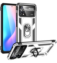 Xiaomi Poco X4 PRO 5G Kılıf Yüzüklü Standlı Korumalı Tank Kapak (Gri)