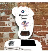 Ayak İzi Açacaklı Hediyelik Magnet - Kız Bebek Melek Tasarım Magnet