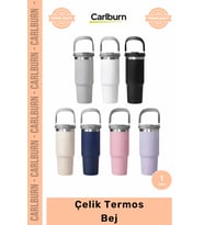 Özel Üretim Paslanmaz Isı Korumalı Vakumlu Sızdırmaz 500ml Mat Ergonomik Çelik Termos Bej