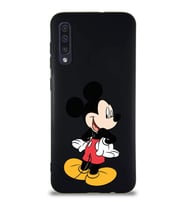 Samsung Galaxy A50 Soft Premier Kapak Mickey Mouse-D Tasarımlı Silikon Kılıf - Siyah (Şeffaf)