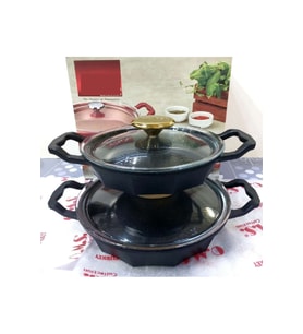 Oms Dodeca Döküm Granit Sahan Seti 18-22 cm siyah 3726
