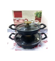 Oms Dodeca Döküm Granit Sahan Seti 18-22 cm siyah 3726