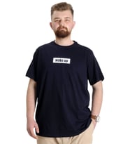 Mode XL Büyük Beden Erkek T-shirt KEEP THE GLOW 23149 Lacivert