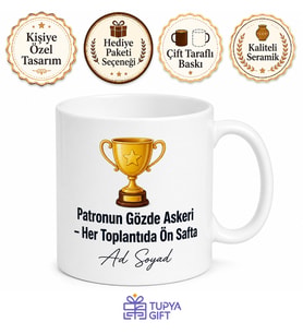 Patrona Yaranmaya Çalışan Arkadaşa Esprili Ayın Elemanı Kupası Hediye Bardak