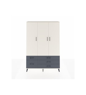 Arges Dolap 5 Raflı 5 Çekmeceli Tek Askılı 132x30x195 Aytaşı-Aytaşı/Antrasit