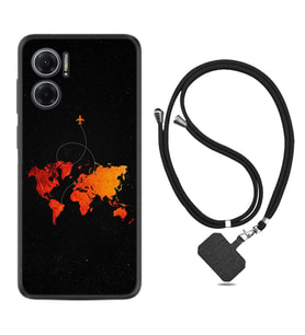 Xiaomi Redmi Note 11E Kılıf Silikon Boyun Askılı İpli Desenli Silikon İz Bırakan Uçak 1778