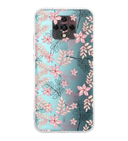 PrintiFy Tecno Camon 16 Uyumlu Kamera Korumalı Floral Kırmızı Tasarımlı Şeffaf Silikon Kılıf