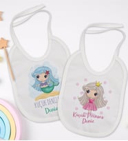BK Kids Kişiye Özel Küçük Deniz Kızı ve Prenses Tasarımlı 2’li Beyaz Mama Önlüğü-1