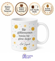 Dünya Gülümseme Günü Hediye Kupa Bardak Neşe Saçanlara Özel Tasarım