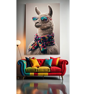 COOL LAMA 1 Ev Duvar Salon Güzellik Salonu Ofis Dükkan Dekarasyon Kanvas Tablo (Çok Renkli)