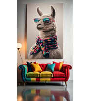 COOL LAMA 1 Ev Duvar Salon Güzellik Salonu Ofis Dükkan Dekarasyon Kanvas Tablo (Çok Renkli)