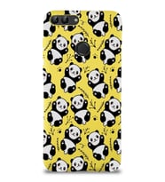 Huawei P Smart Uyumlu Lansman Kılıf Panda Tasarımlı İçi Kadife Kapak-Sarı (Şeffaf)