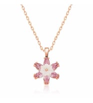 Gümüş Rose Pembe Lotus Çiçeği Kolye
