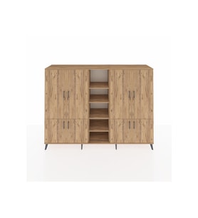 Hyperion Dolap 14 Raflı 8 Kapaklı 220x44x163 Çam-Çam