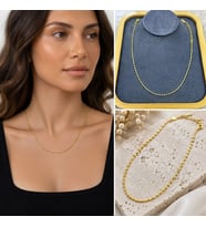 Premium Parlak ve Şık Gold Renk İnce Detaylı Zincir 316L Çelik Kadın Kolye (45 cm)