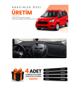 FORD COURİER (2013-2020) EKRANSIZ Uyumlu Torpido Koruma Örtüsü Oto Kılıfı - Siyah