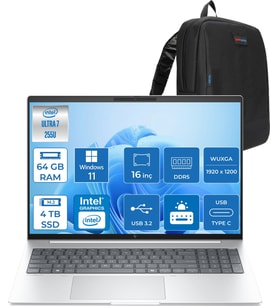 Hp Elitebook 8 G1I Intel® Core Ultra 7 255U 64GB Ddr5 4tb SSD 16" Wuxga (1920X1200) IPS 300NIT WIN11HOME Taşınabilir Bilgisayar C9FG8ETH20+ZETTAÇANTA