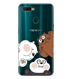 Oppo A5S/AX7/A12 Uyumlu Kafadar Ayılar Desenli Şeffaf Telefon Kılıfı