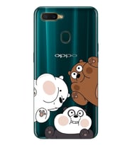 Oppo A5S/AX7/A12 Uyumlu Kafadar Ayılar Desenli Şeffaf Telefon Kılıfı