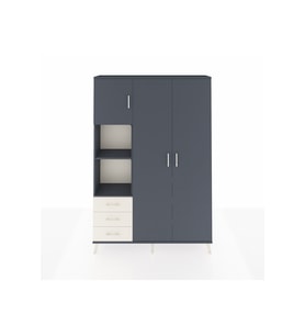 Arges Dolap 6 Raflı 3 Çekmeceli Tek Askılı 132x30x195 Antrasit-Antrasit/Aytaşı