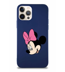 Apple iPhone 12 Pro Soft Premier Kapak Minnie Mouse-B Tasarımlı Silikon Kılıf - Lacivert (Şeffaf)