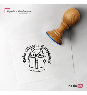 Kedi Kişiye Özel Kitap Damgası Kitap Mührü Kaşe Kitap Mühür Özel Damga 372