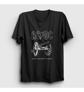 Presmono Unisex Siyah Cannon AC/DC T-Shirt 6103tt
