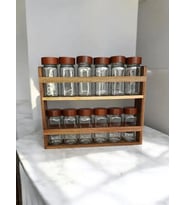 2 KATLI AKASYA STANDLI BAHARAT TAKIMI (12'Lİ) (Ahşap)